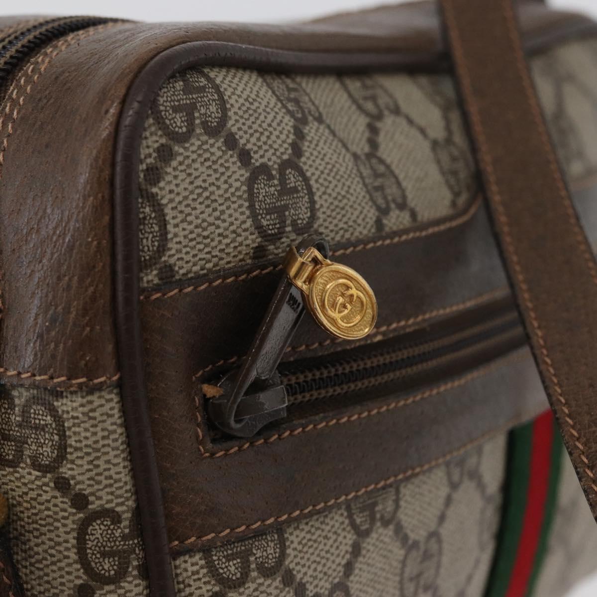 GUCCI GG Supreme Web Sherry Line Bag PVC Beige Gold 56 02 004 Auth gh1818