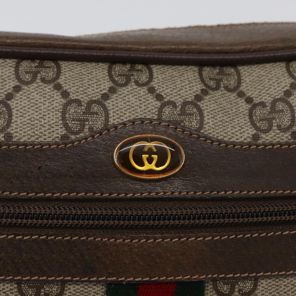 GUCCI GG Supreme Web Sherry Line Bag PVC Beige Gold 56 02 004 Auth gh1818