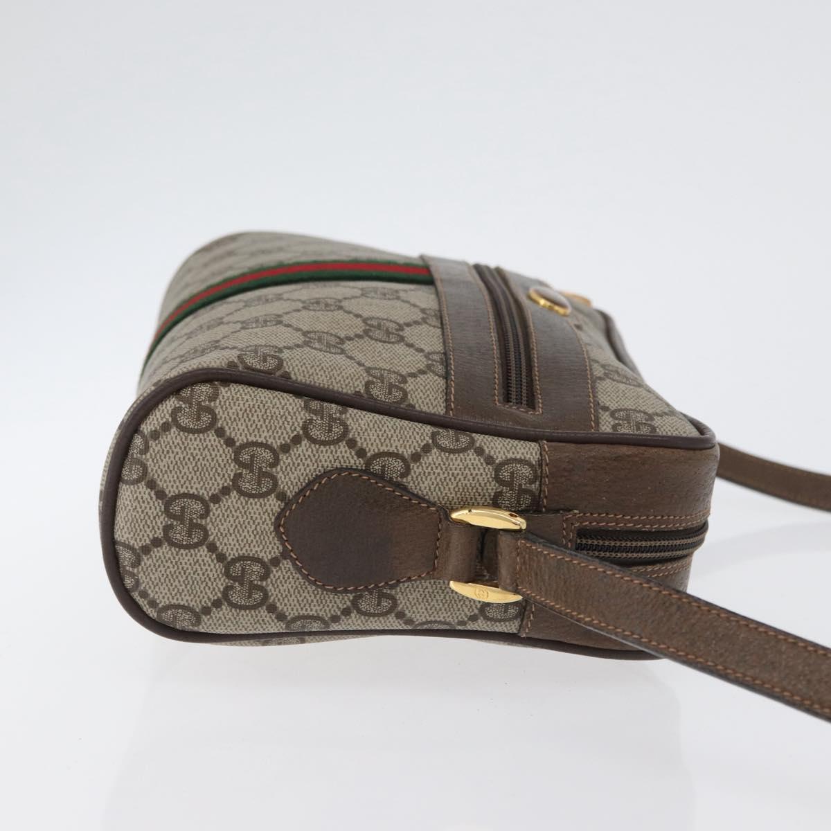GUCCI GG Supreme Web Sherry Line Bag PVC Beige Gold 56 02 004 Auth gh1818