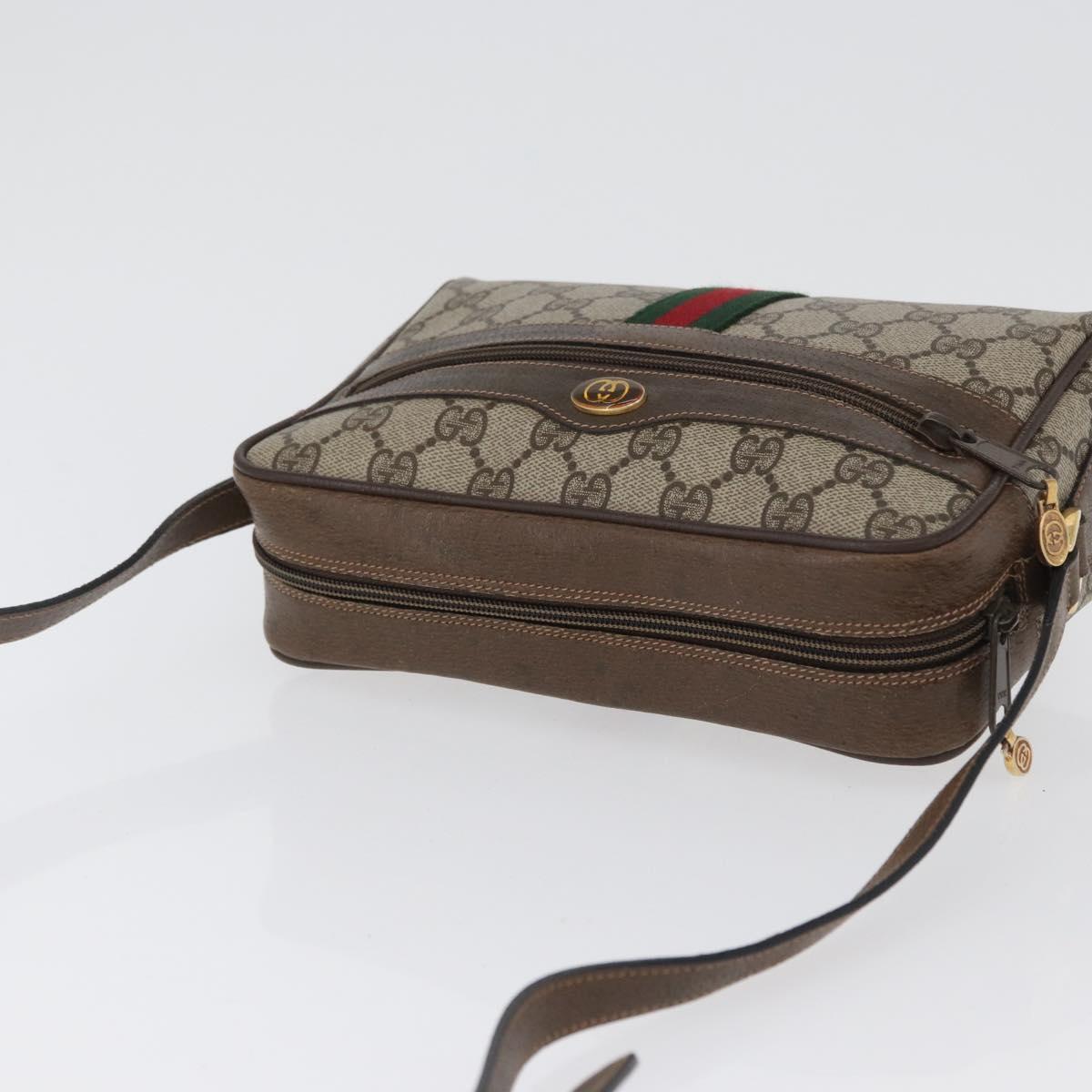 GUCCI GG Supreme Web Sherry Line Bag PVC Beige Gold 56 02 004 Auth gh1818