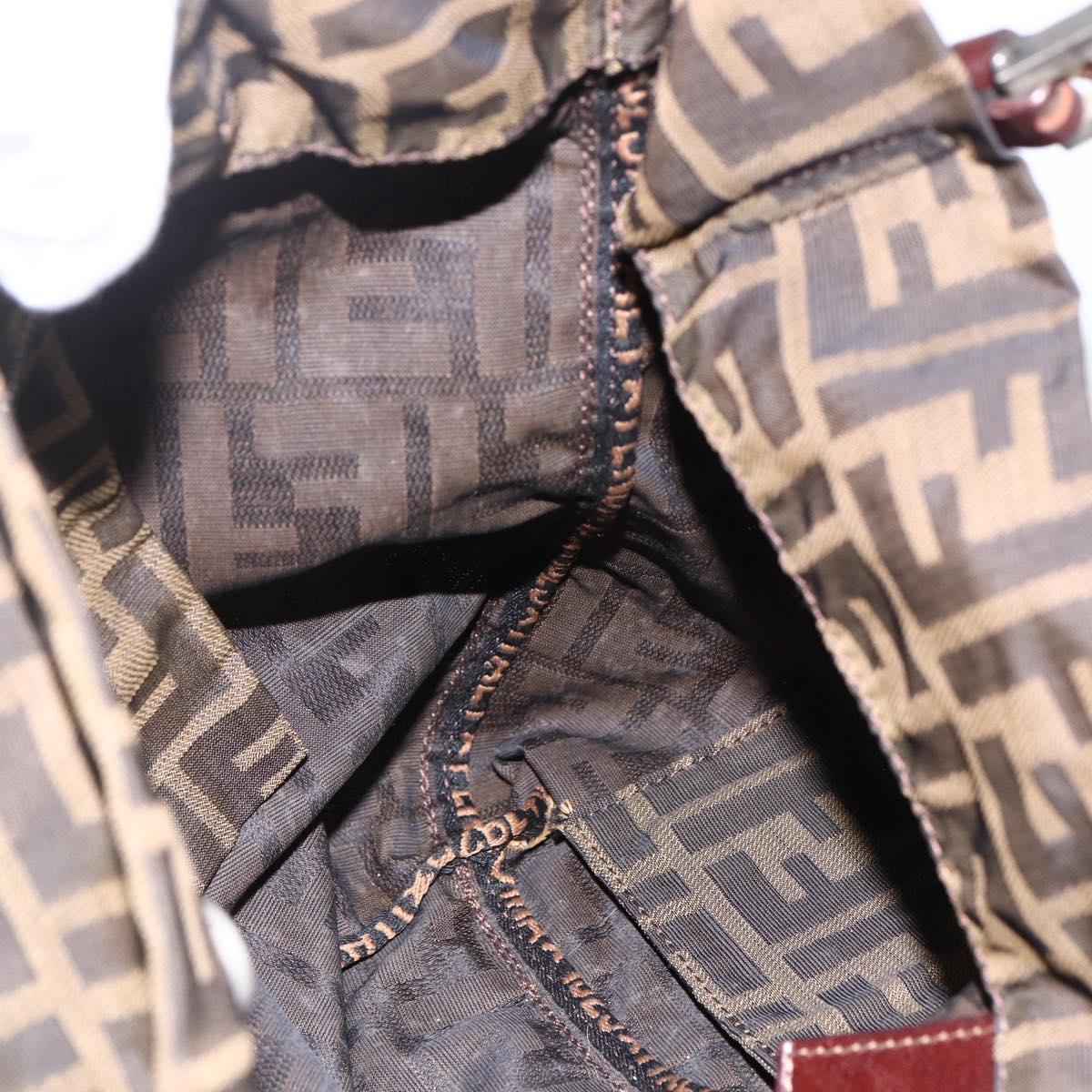 FENDI Zucca Canvas Tote Bag Brown Black Auth gh1821