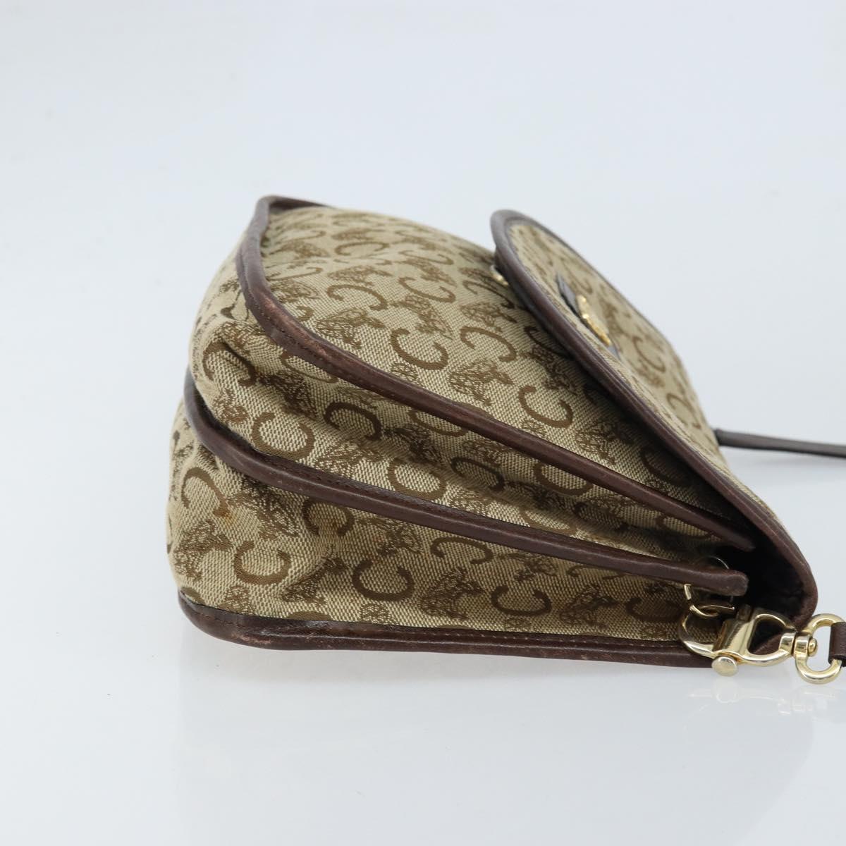 CELINE C Sulky Shoulder Bag Canvas Beige Gold Auth gh1822