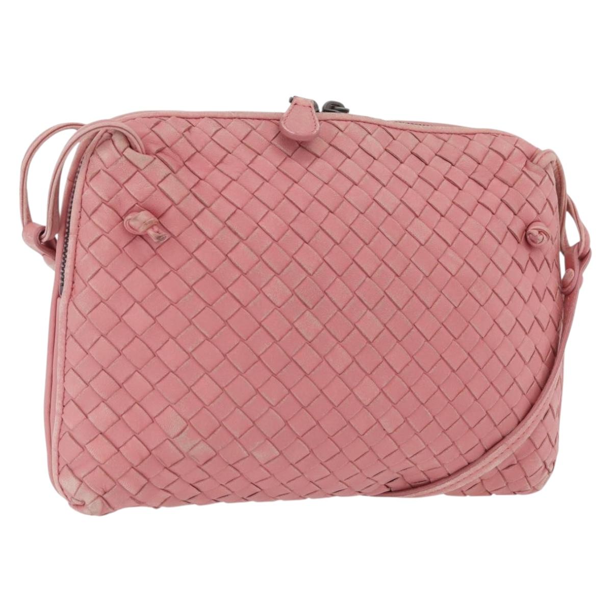 BOTTEGA VENETA INTRECCIATO Shoulder Bag Leather Pink 245354 Auth gh1823