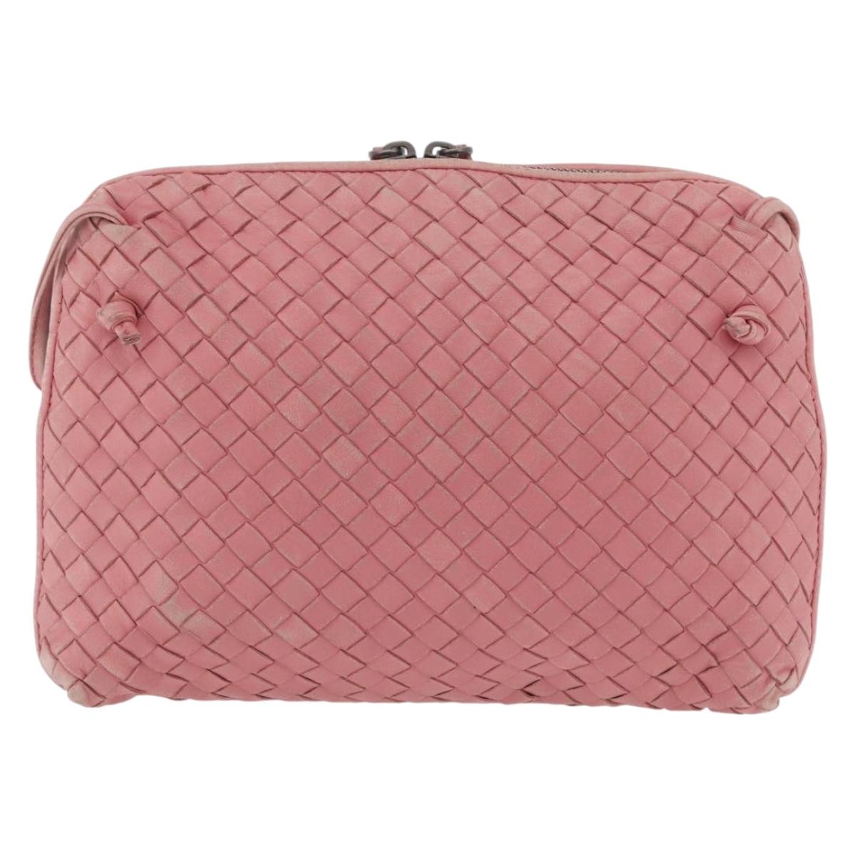 BOTTEGA VENETA INTRECCIATO Shoulder Bag Leather Pink 245354 Auth gh1823