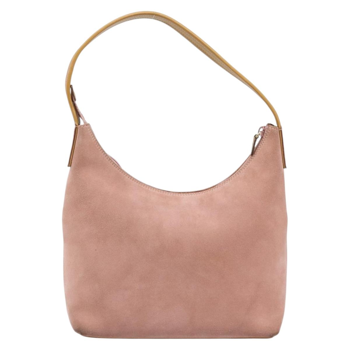 GUCCI Shoulder Bag Suede Pink Gold 001 3386 1705 Auth gh1825