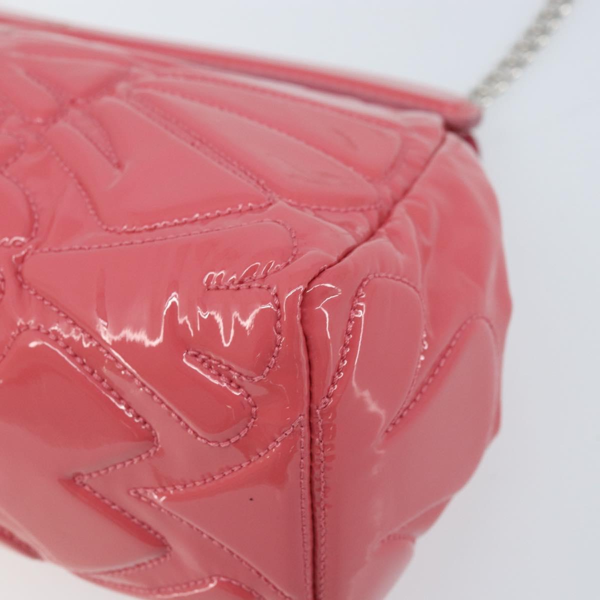 Miu Miu Chain Shoulder Bag Patent leather Pink Silver Auth gh1826