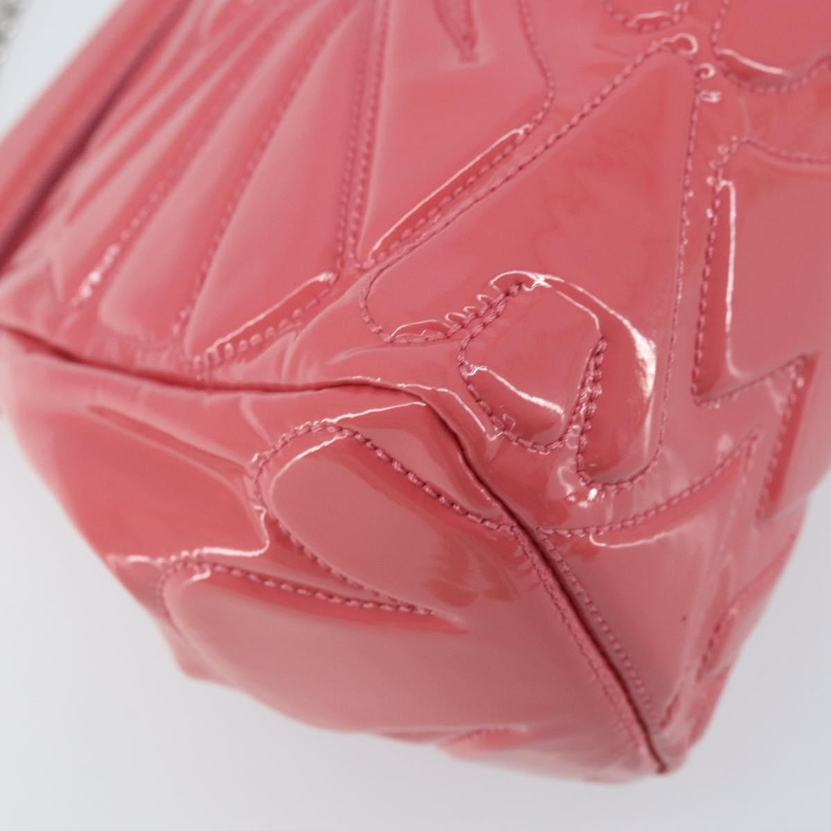 Miu Miu Chain Shoulder Bag Patent leather Pink Silver Auth gh1826