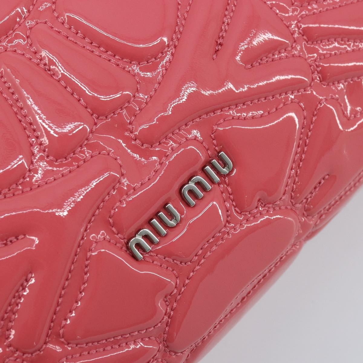 Miu Miu Chain Shoulder Bag Patent leather Pink Silver Auth gh1826