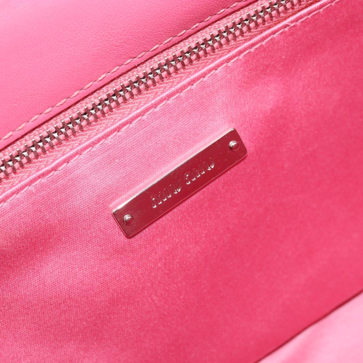 Miu Miu Chain Shoulder Bag Patent leather Pink Silver Auth gh1826