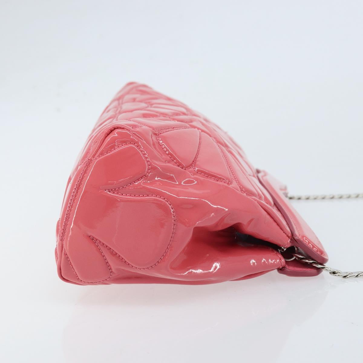 Miu Miu Chain Shoulder Bag Patent leather Pink Silver Auth gh1826
