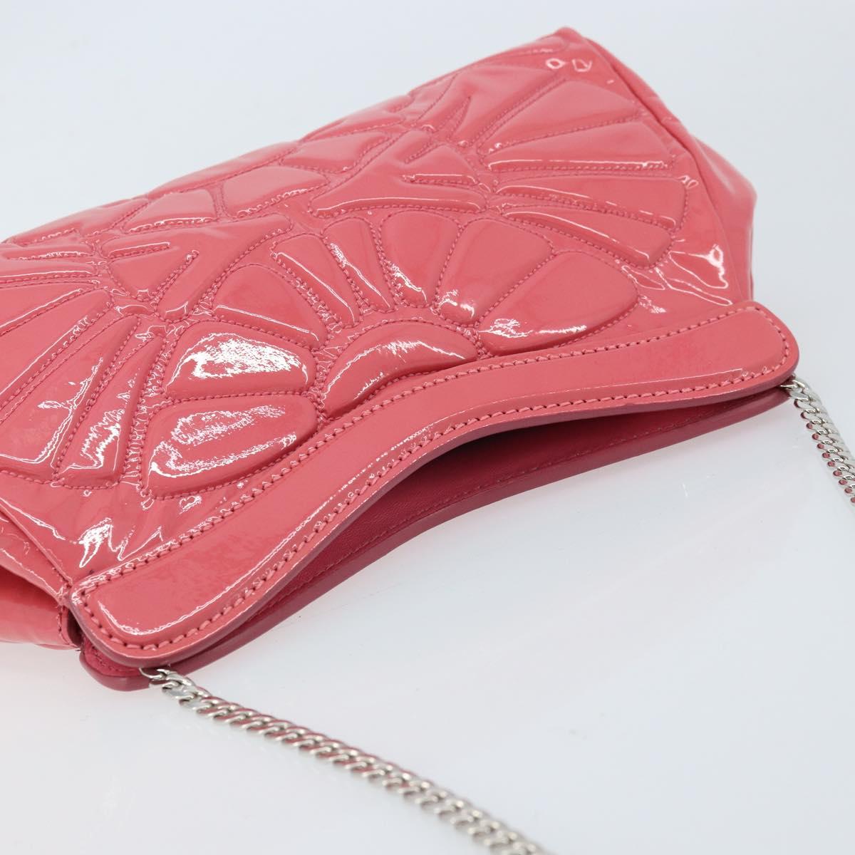 Miu Miu Chain Shoulder Bag Patent leather Pink Silver Auth gh1826