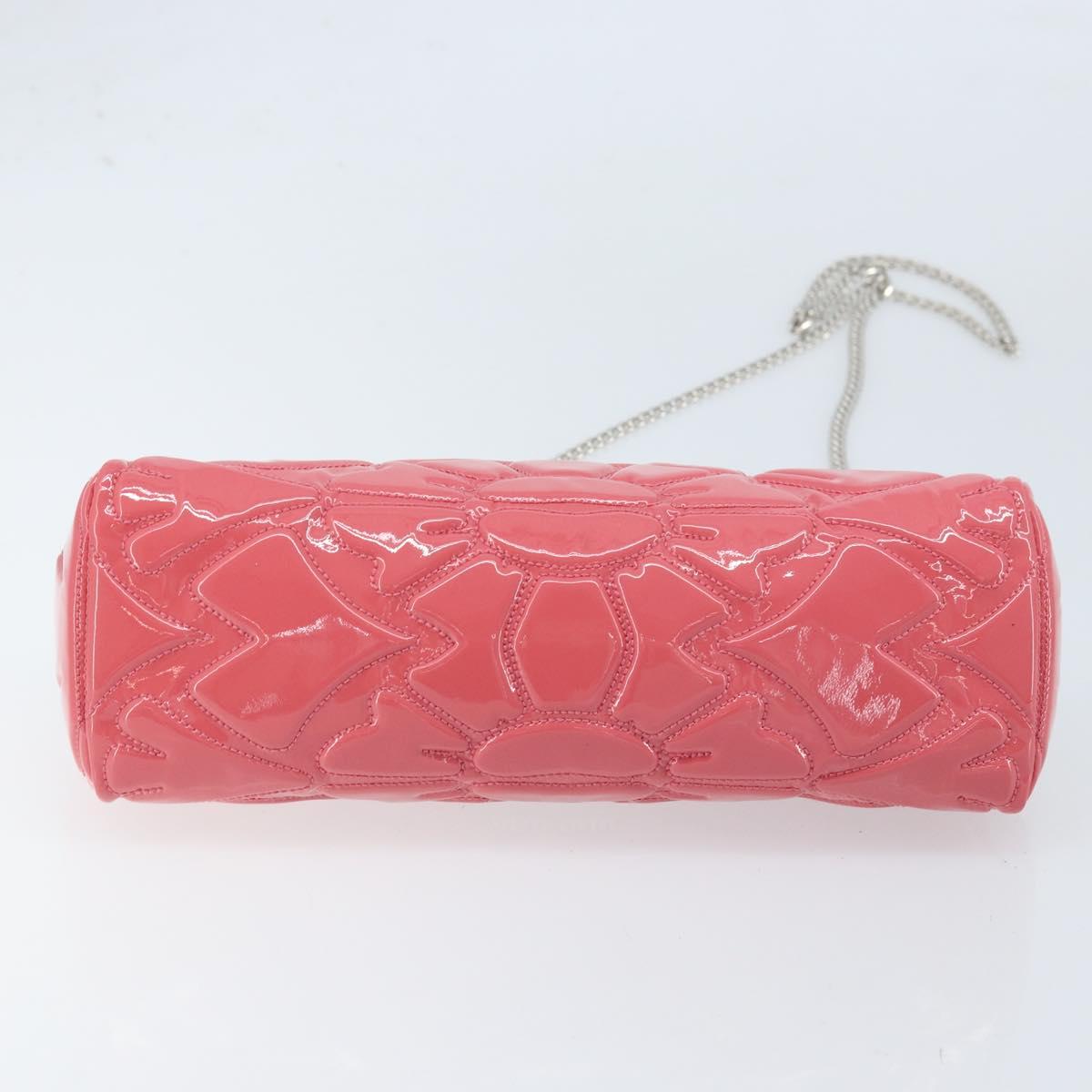 Miu Miu Chain Shoulder Bag Patent leather Pink Silver Auth gh1826