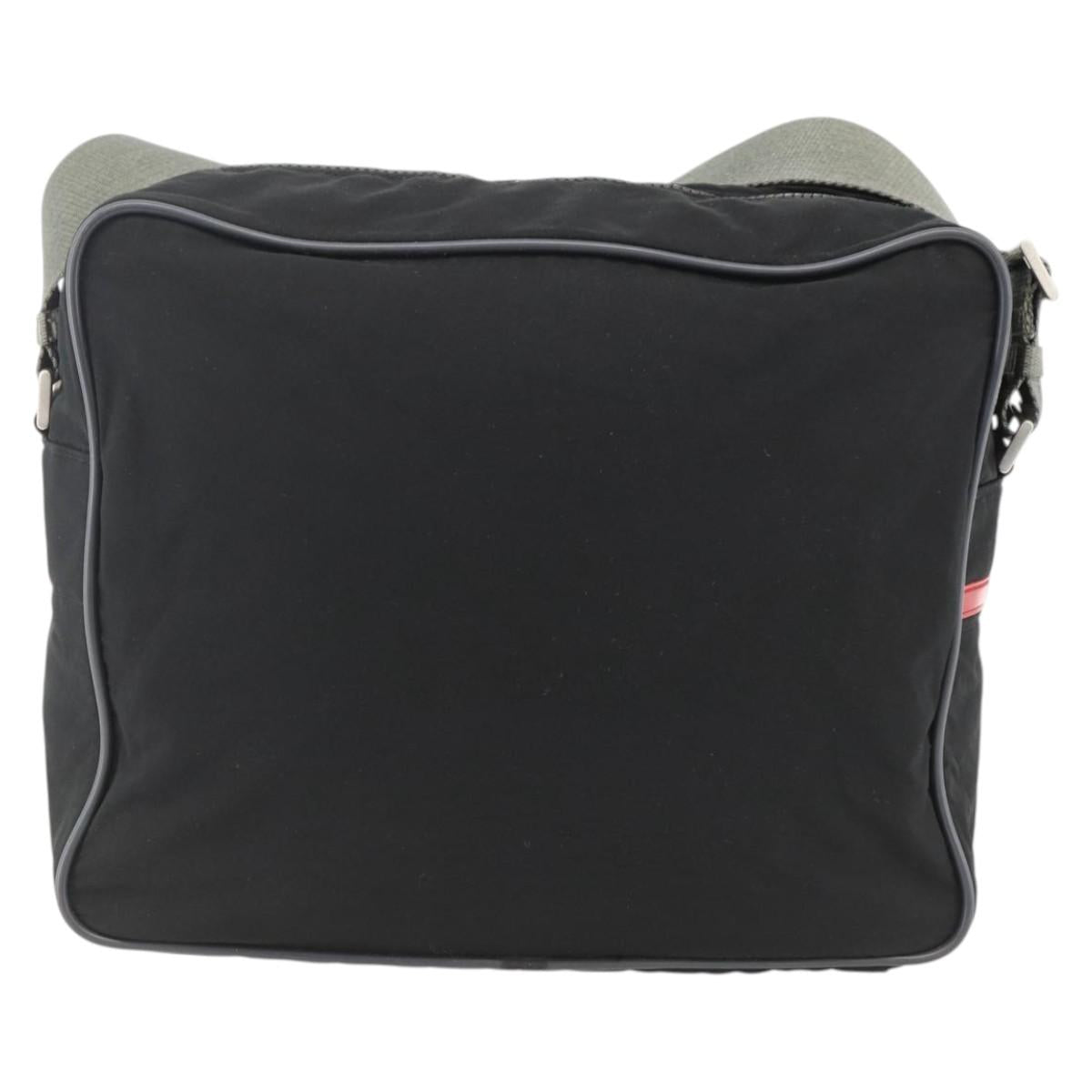 PRADA Sports Shoulder Bag Nylon Black Silver Auth gh1828