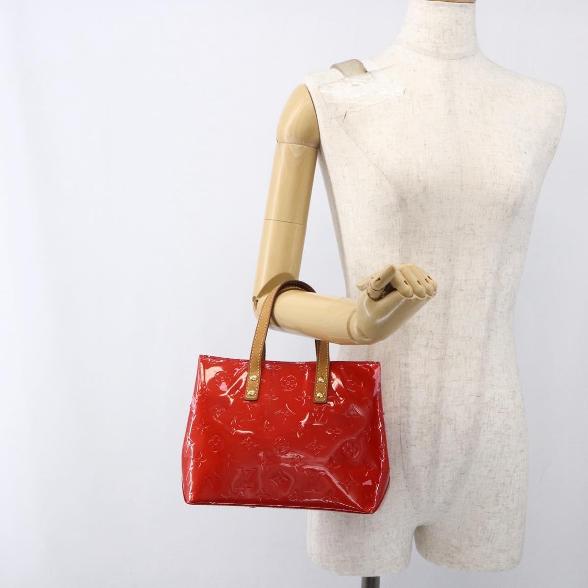 LOUIS VUITTON Monogram Vernis Reade PM Hand Bag Red Rouge M91088 LV Auth gh1831