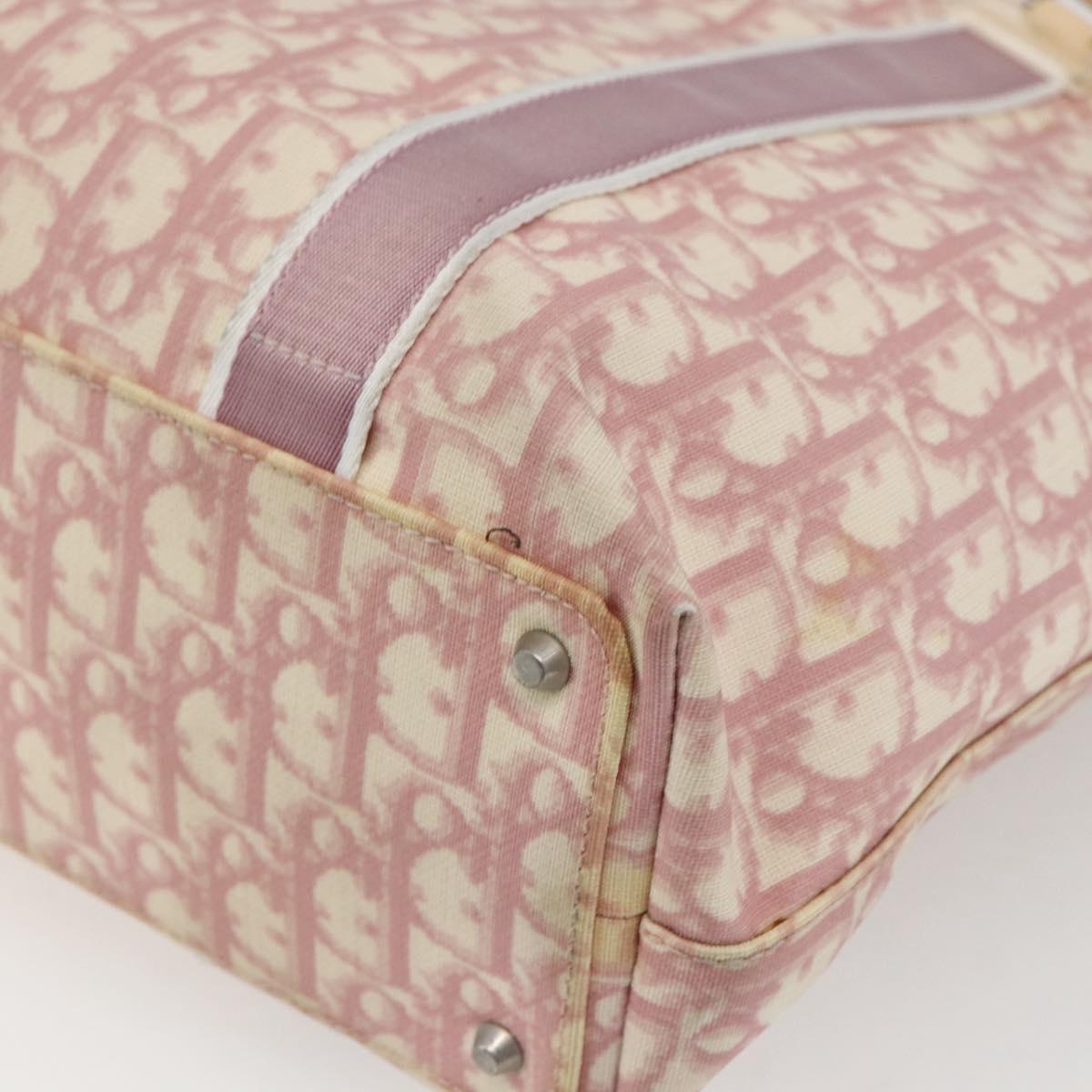 Christian Dior Trotter Canvas Tote Bag PVC Pink Silver Auth gh1833