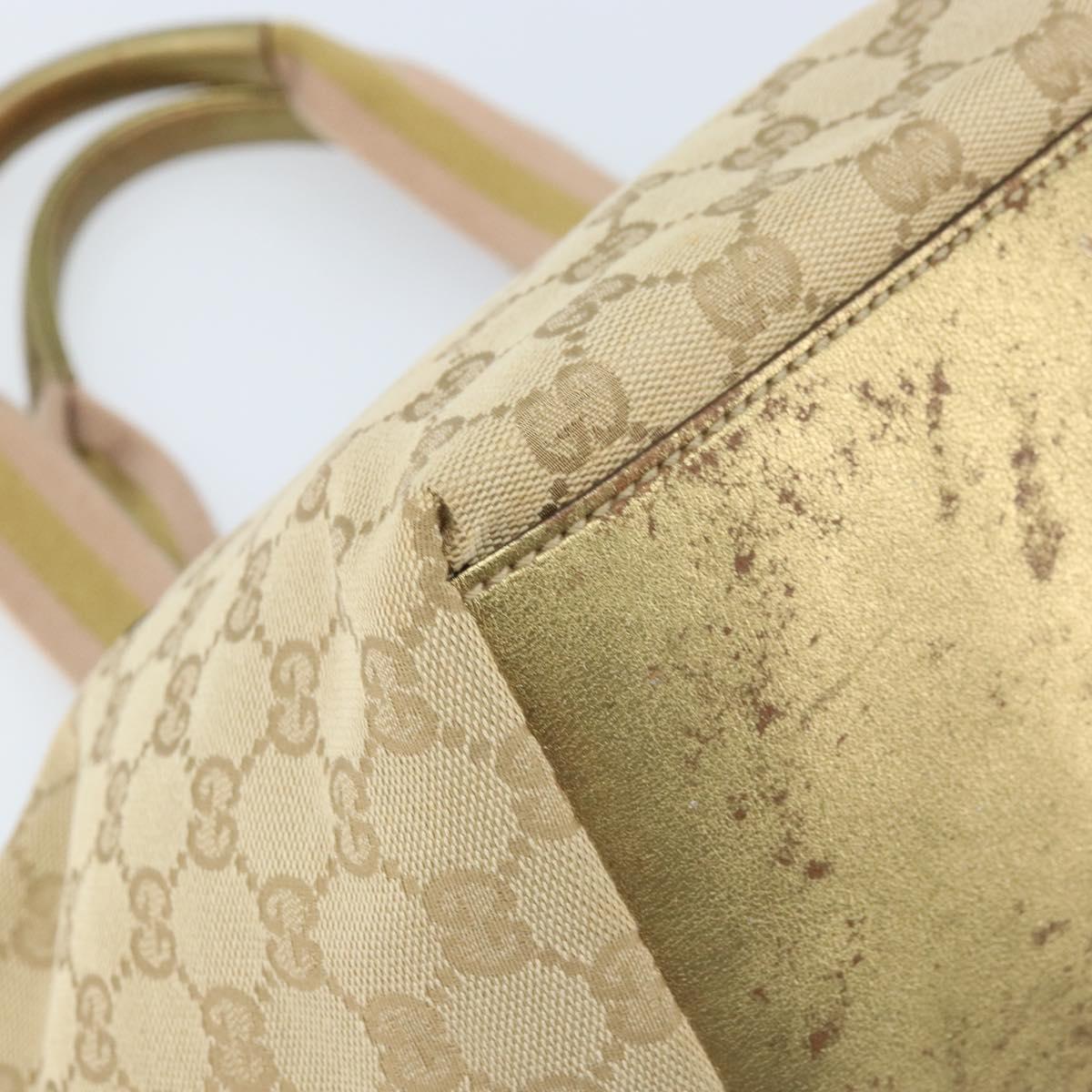 GUCCI GG Canvas Hand Bag Beige Gold 131228 Auth gh1835