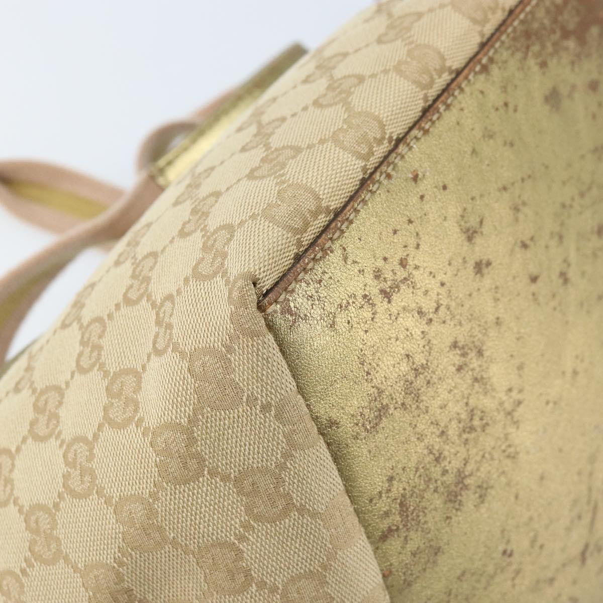 GUCCI GG Canvas Hand Bag Beige Gold 131228 Auth gh1835