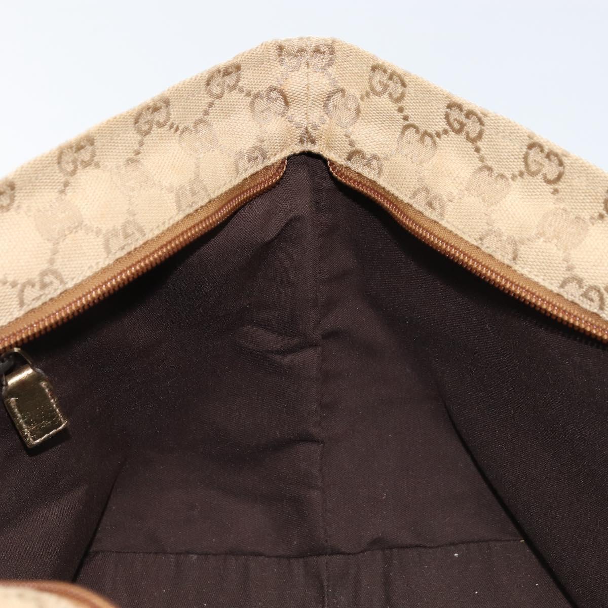 GUCCI GG Canvas Hand Bag Beige Gold 131228 Auth gh1835