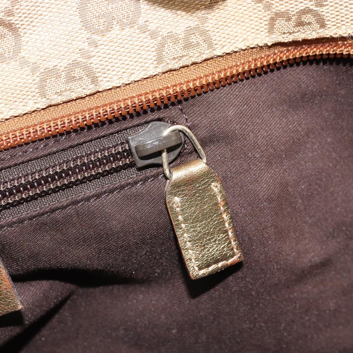 GUCCI GG Canvas Hand Bag Beige Gold 131228 Auth gh1835