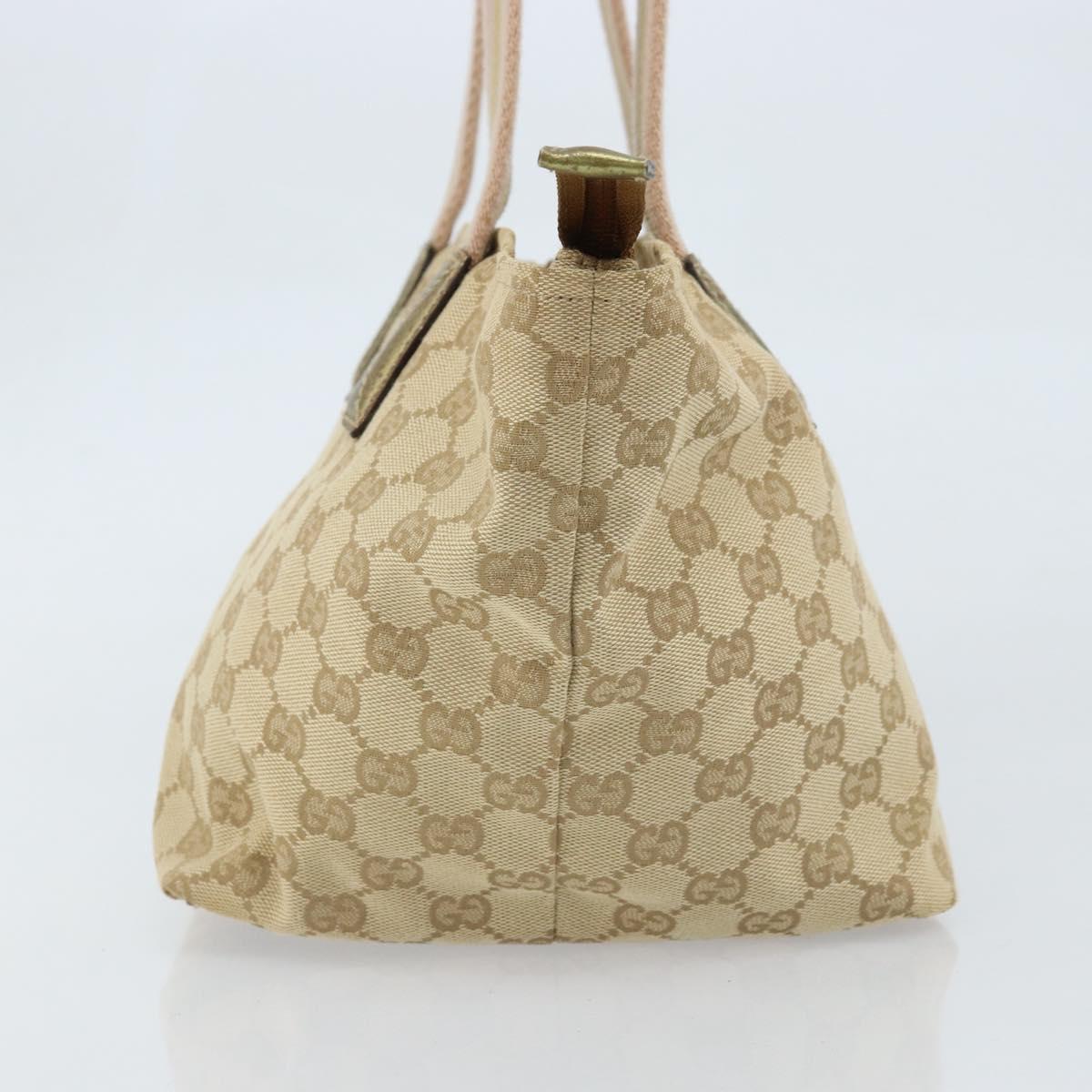 GUCCI GG Canvas Hand Bag Beige Gold 131228 Auth gh1835