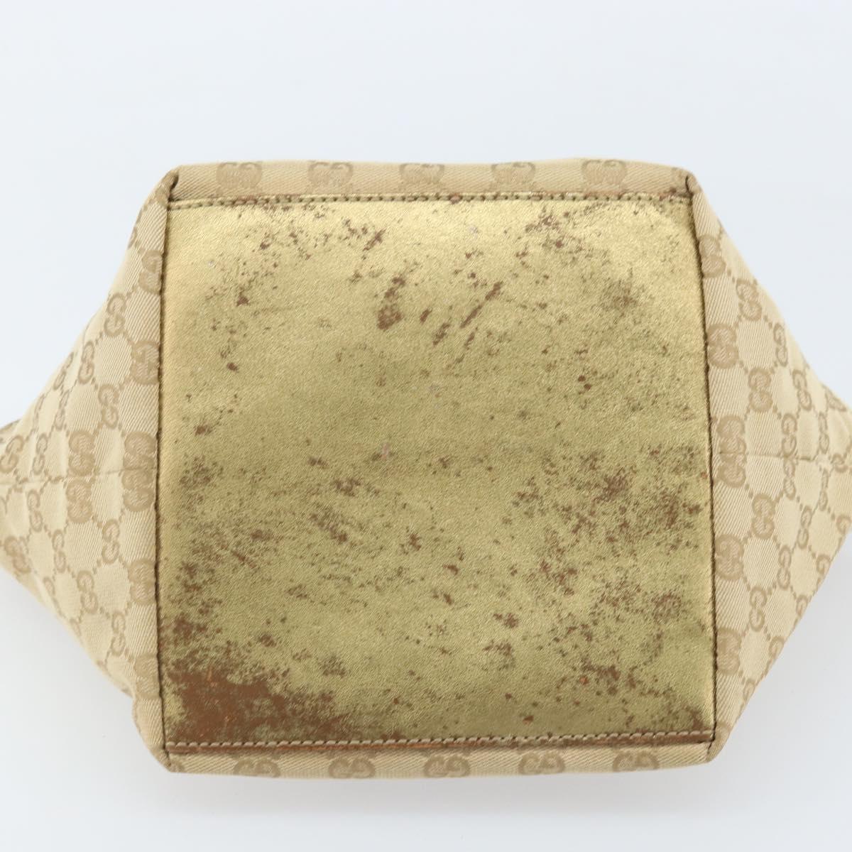 GUCCI GG Canvas Hand Bag Beige Gold 131228 Auth gh1835