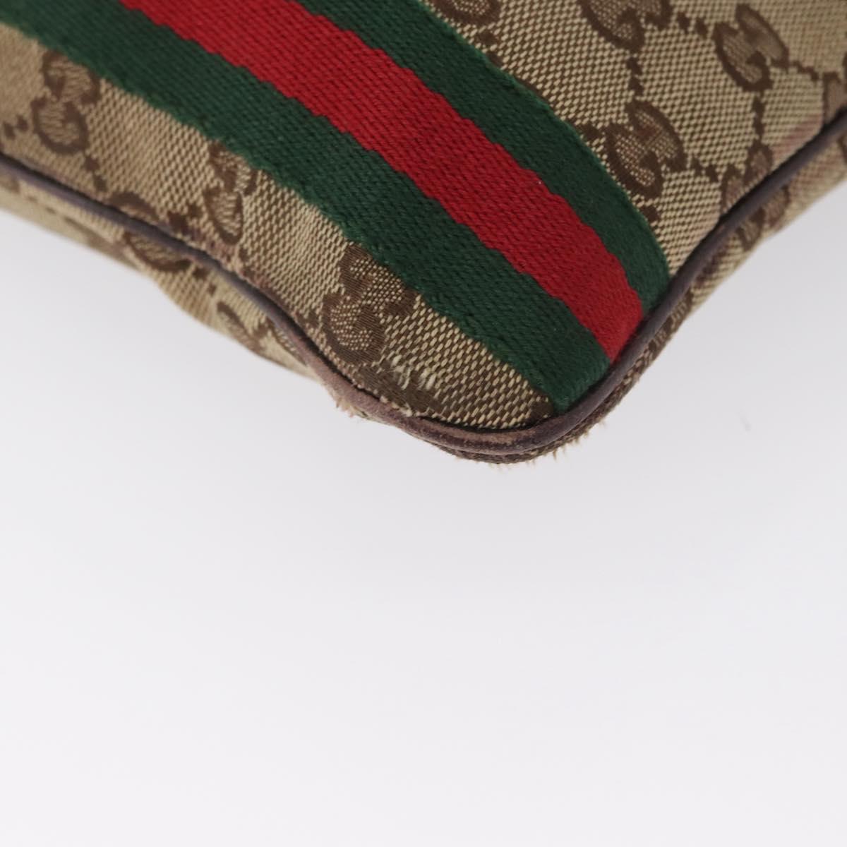 GUCCI GG Canvas Web Sherry Line Shoulder Bag Beige Gold Red 144388 Auth gh1840