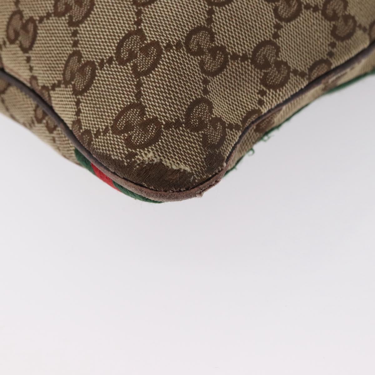 GUCCI GG Canvas Web Sherry Line Shoulder Bag Beige Gold Red 144388 Auth gh1840