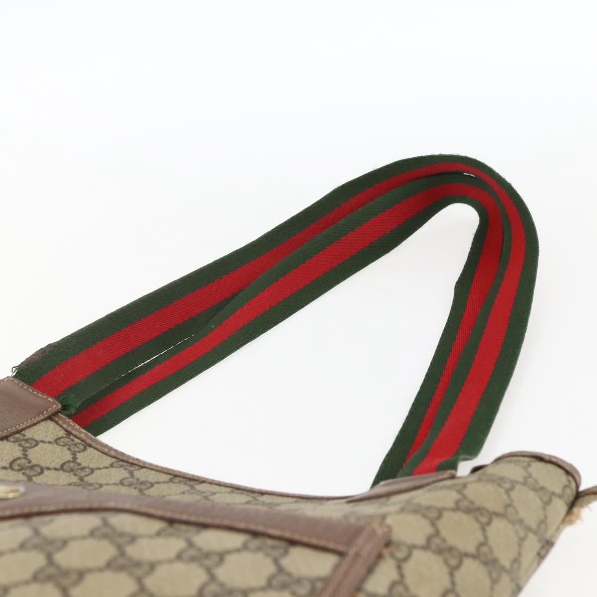 GUCCI GG Supreme Web Sherry Line Bag PVC Beige Gold 002 123 6487 Auth gh1842