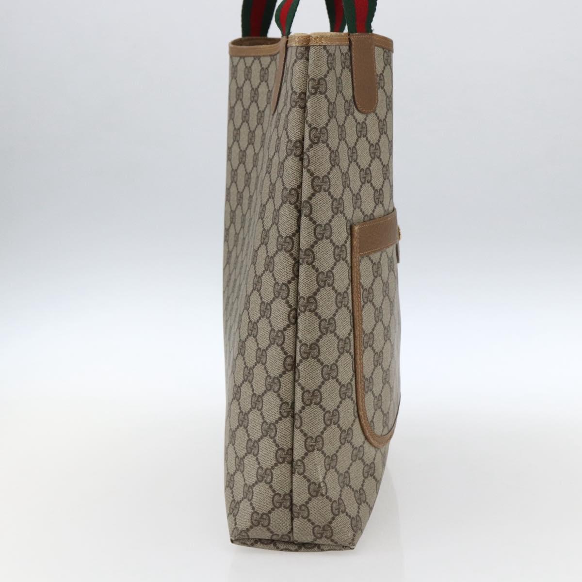 GUCCI GG Supreme Web Sherry Line Tote Bag PVC Beige Gold 40 02 003 Auth gh1843
