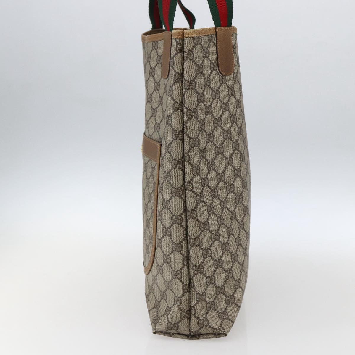 GUCCI GG Supreme Web Sherry Line Tote Bag PVC Beige Gold 40 02 003 Auth gh1843