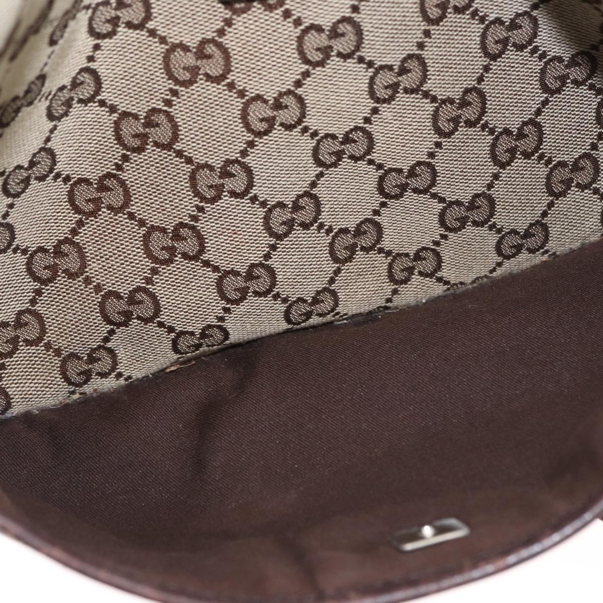 GUCCI GG Canvas Shoulder Bag Beige Silver 145857 Auth gh1844