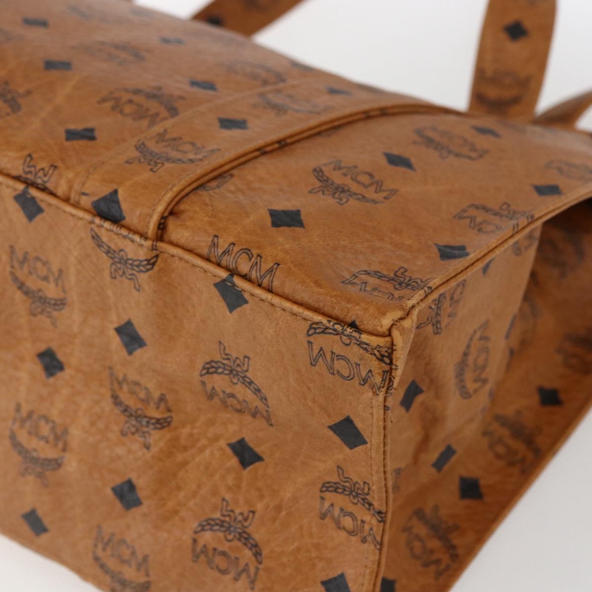 MCM Logogram Vicetos Tote Bag PVC Brown Gold Auth gh1847