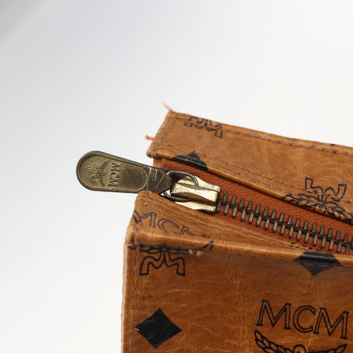 MCM Logogram Vicetos Tote Bag PVC Brown Gold Auth gh1847