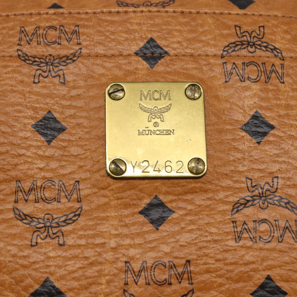 MCM Logogram Vicetos Tote Bag PVC Brown Gold Auth gh1847