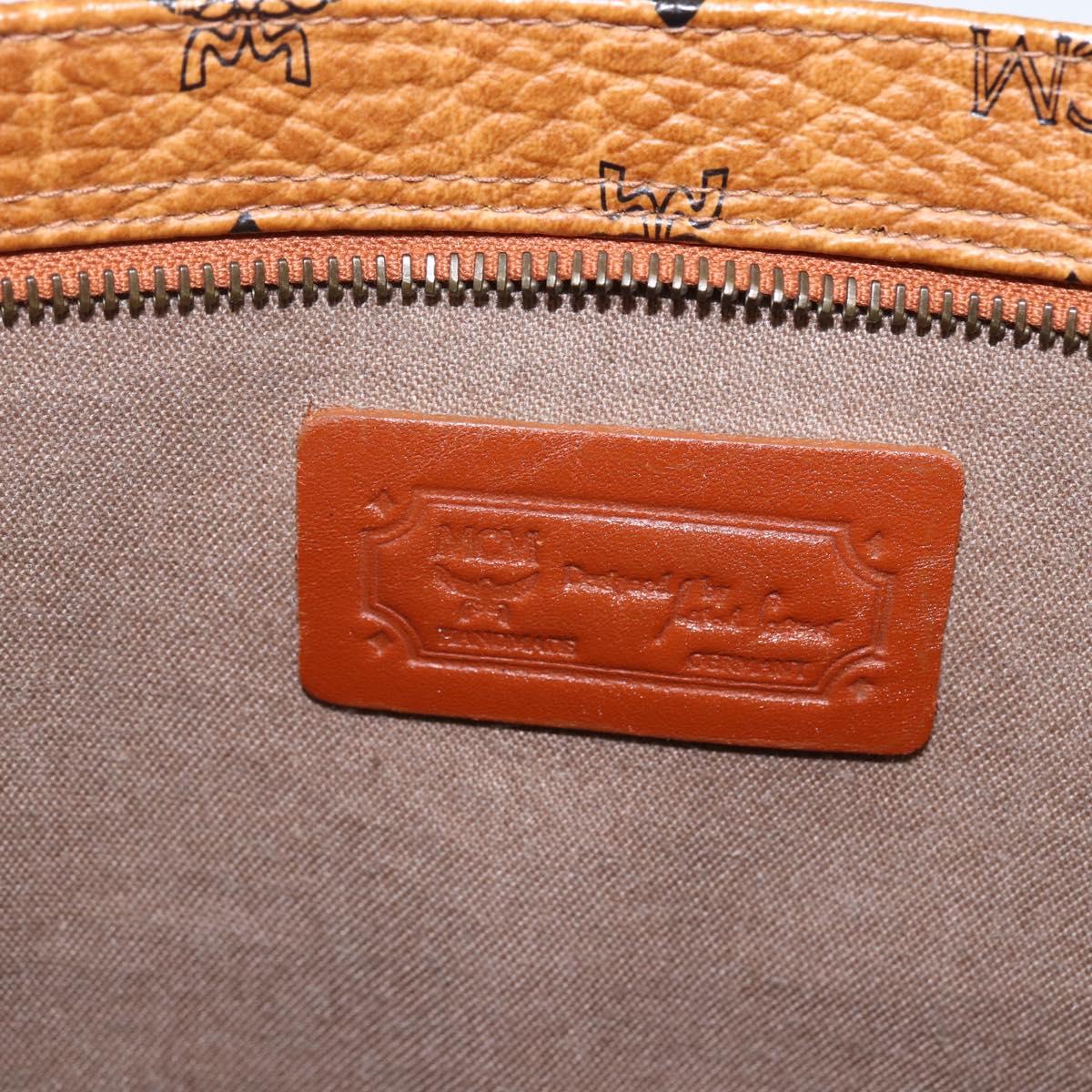 MCM Logogram Vicetos Tote Bag PVC Brown Gold Auth gh1847