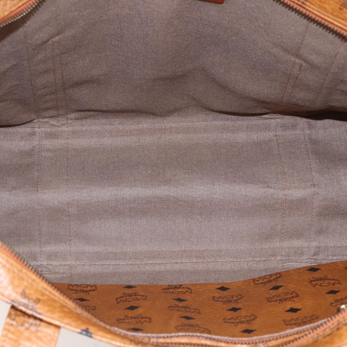 MCM Logogram Vicetos Tote Bag PVC Brown Gold Auth gh1847