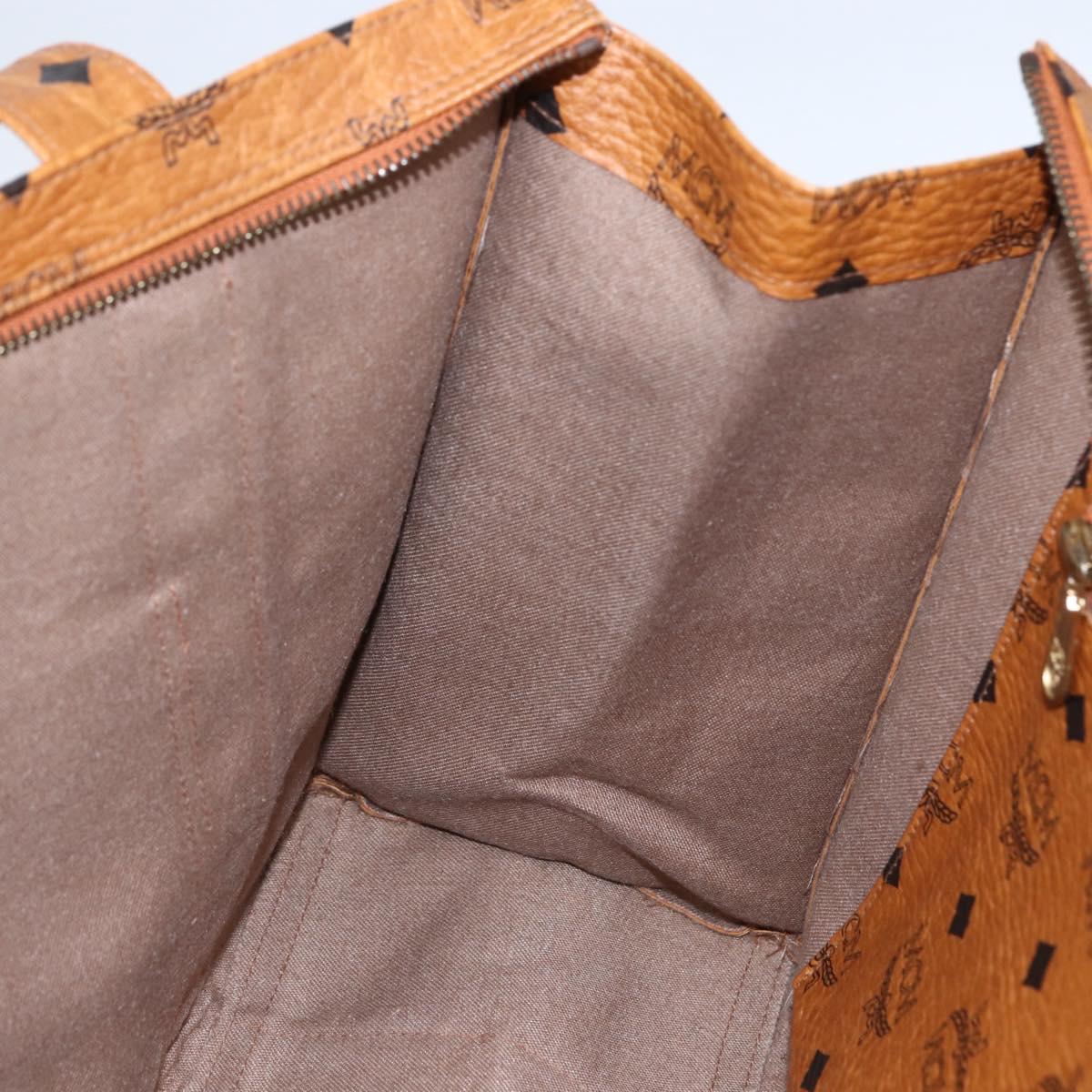 MCM Logogram Vicetos Tote Bag PVC Brown Gold Auth gh1847