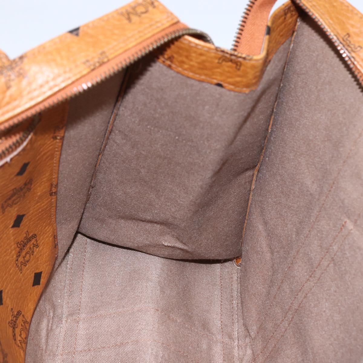 MCM Logogram Vicetos Tote Bag PVC Brown Gold Auth gh1847