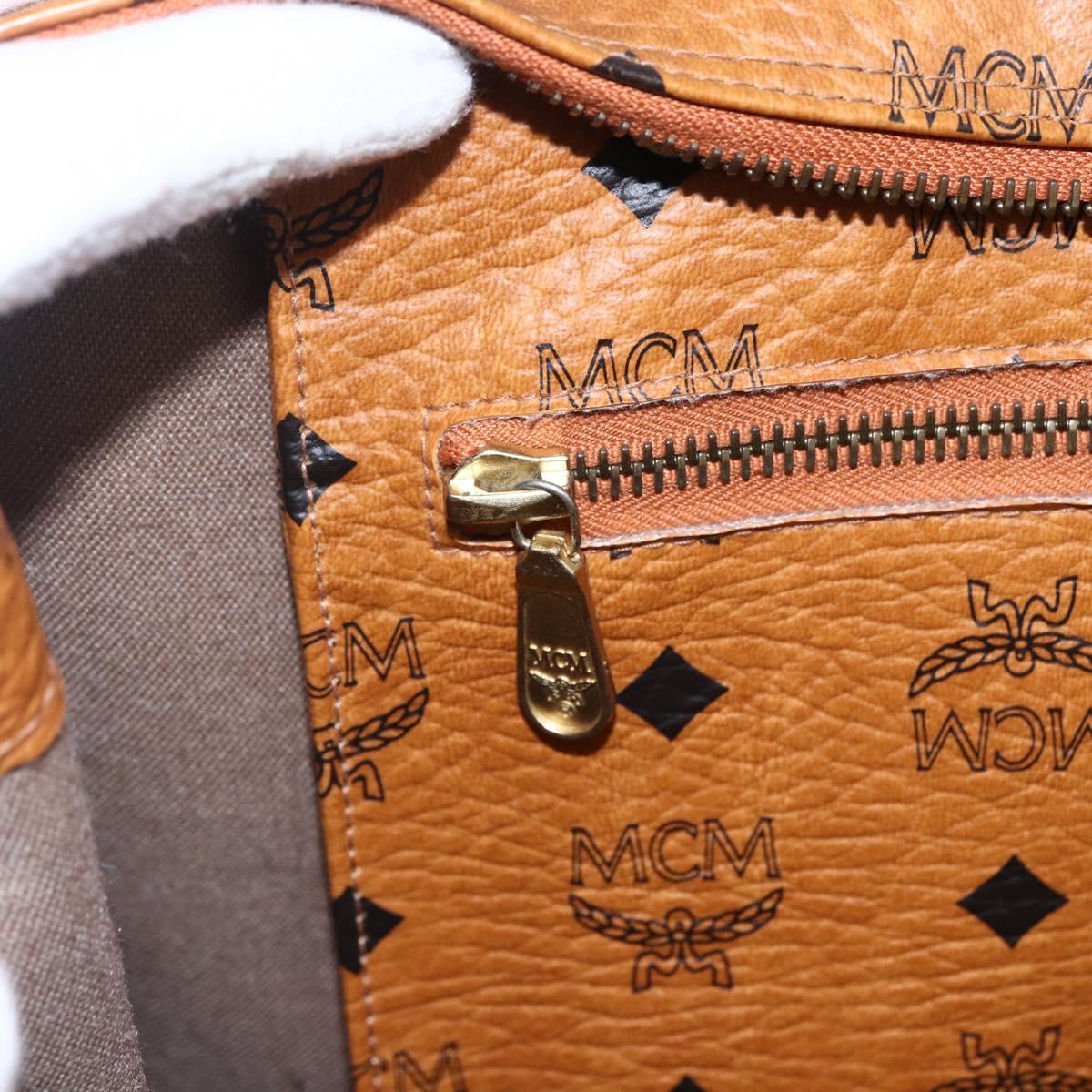 MCM Logogram Vicetos Tote Bag PVC Brown Gold Auth gh1847