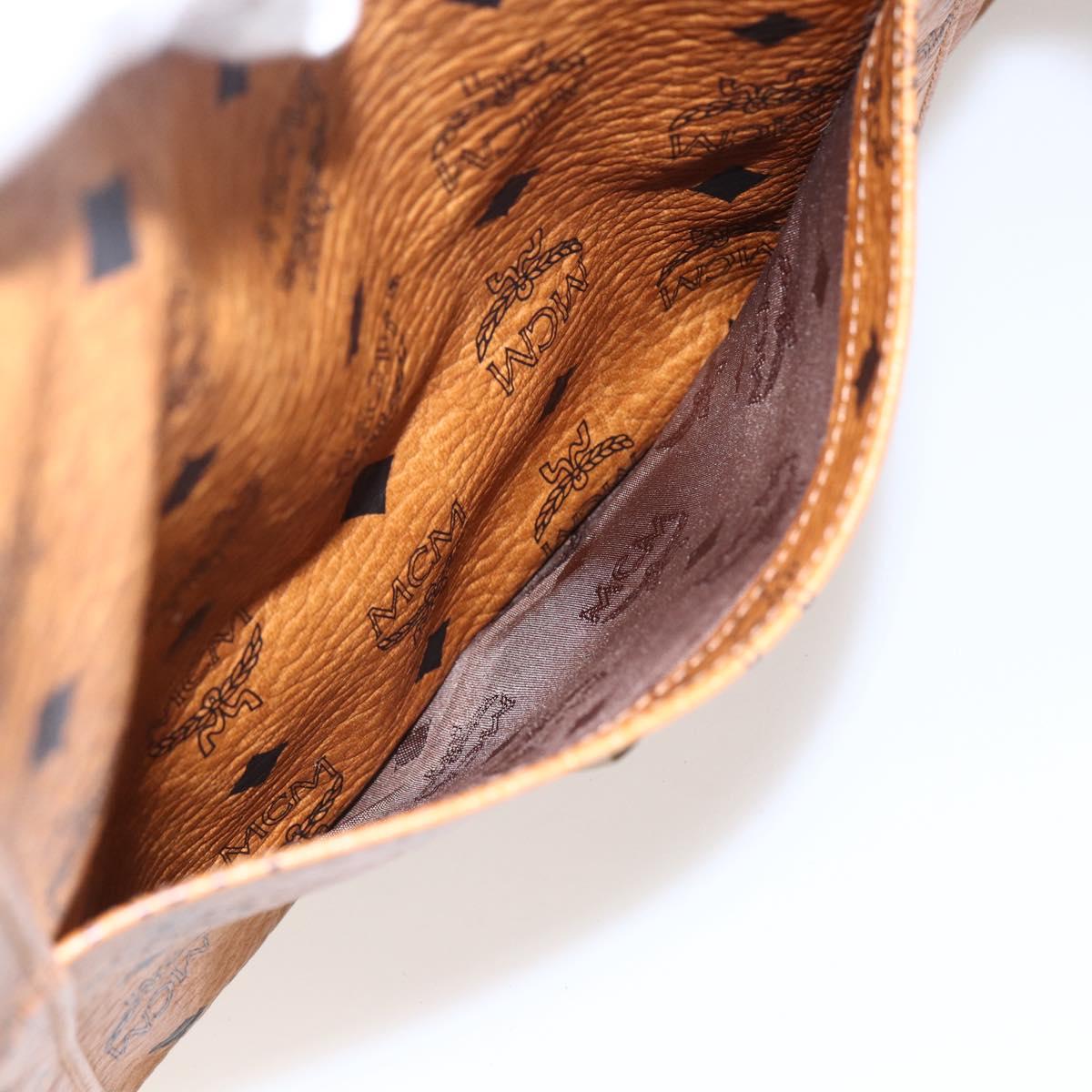 MCM Logogram Vicetos Tote Bag PVC Brown Gold Auth gh1847