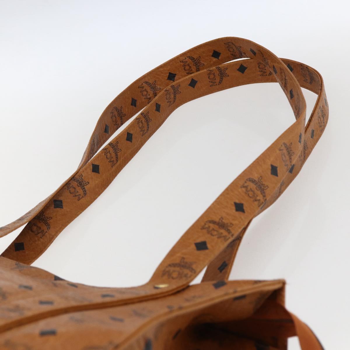 MCM Logogram Vicetos Tote Bag PVC Brown Gold Auth gh1847