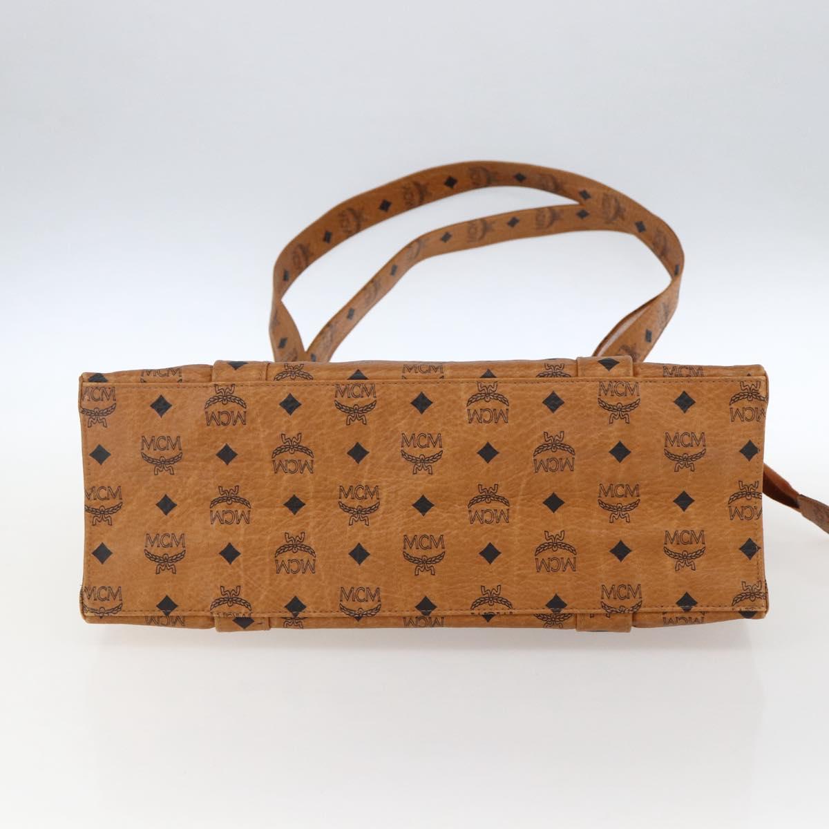 MCM Logogram Vicetos Tote Bag PVC Brown Gold Auth gh1847