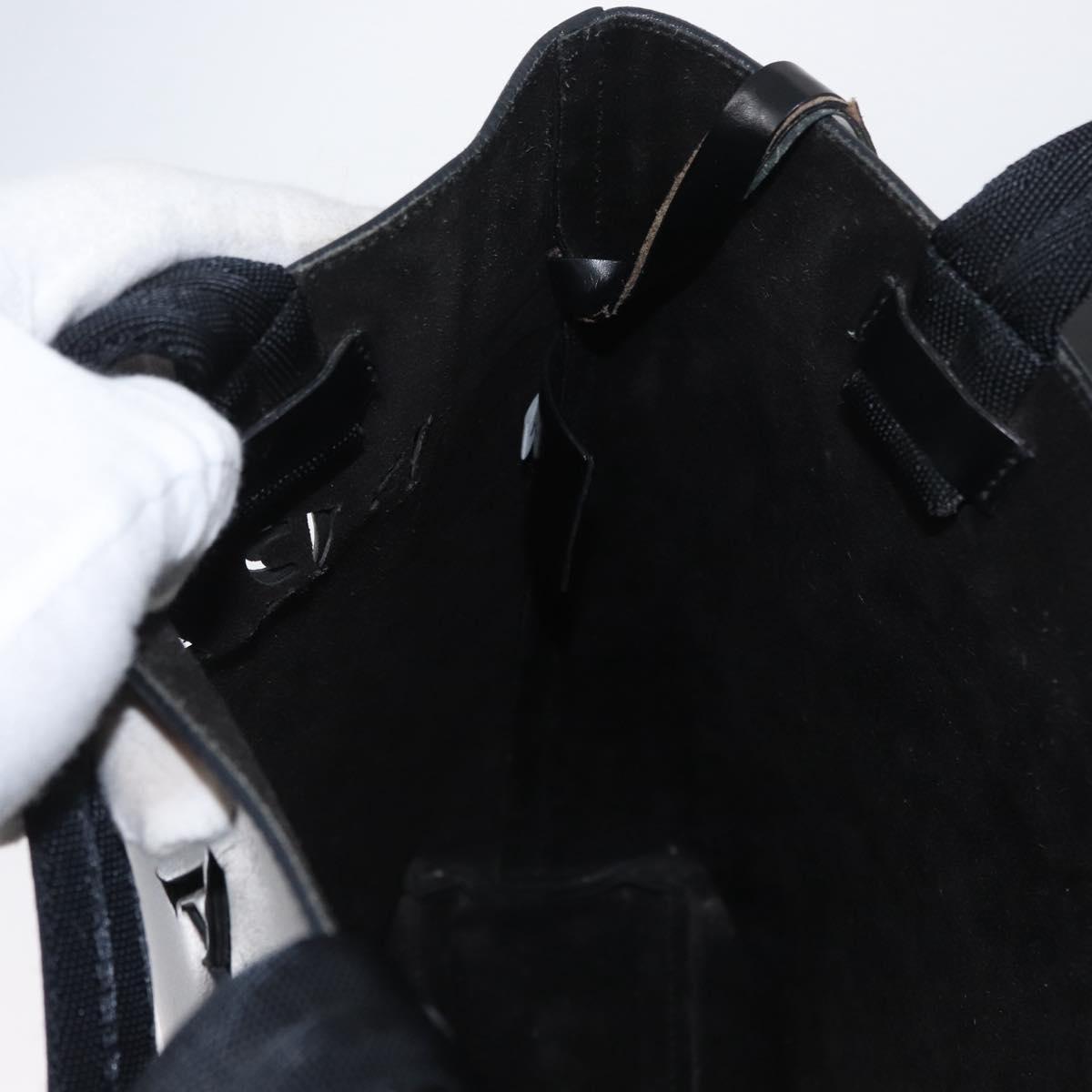 PRADA Tote Bag Leather Black Auth gh1848