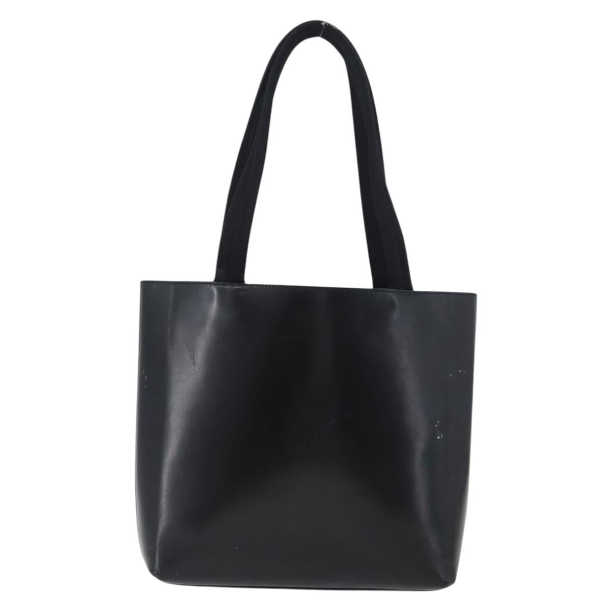 PRADA Tote Bag Leather Black Auth gh1848