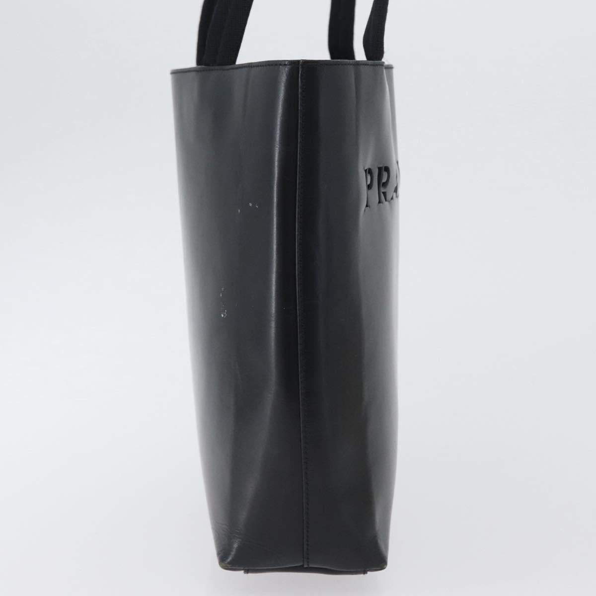 PRADA Tote Bag Leather Black Auth gh1848