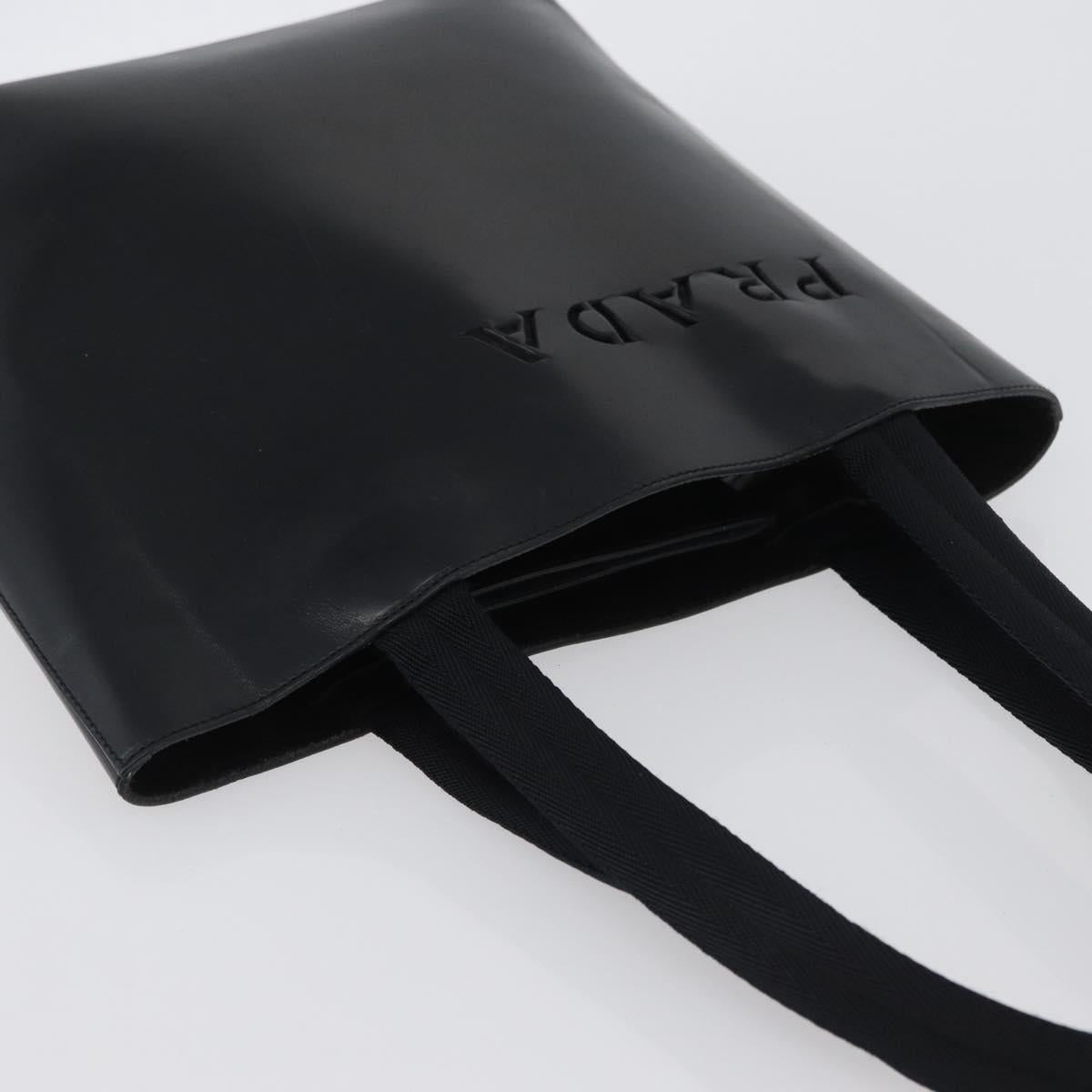 PRADA Tote Bag Leather Black Auth gh1848