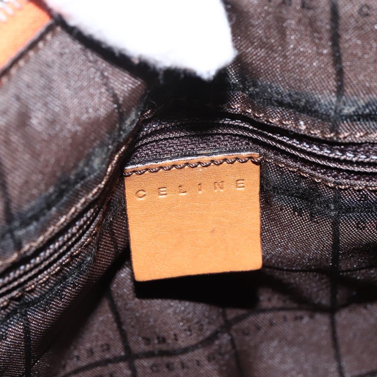 CELINE C Macadam Canvas Boston Bag Suede Orange Silver Auth gh1851