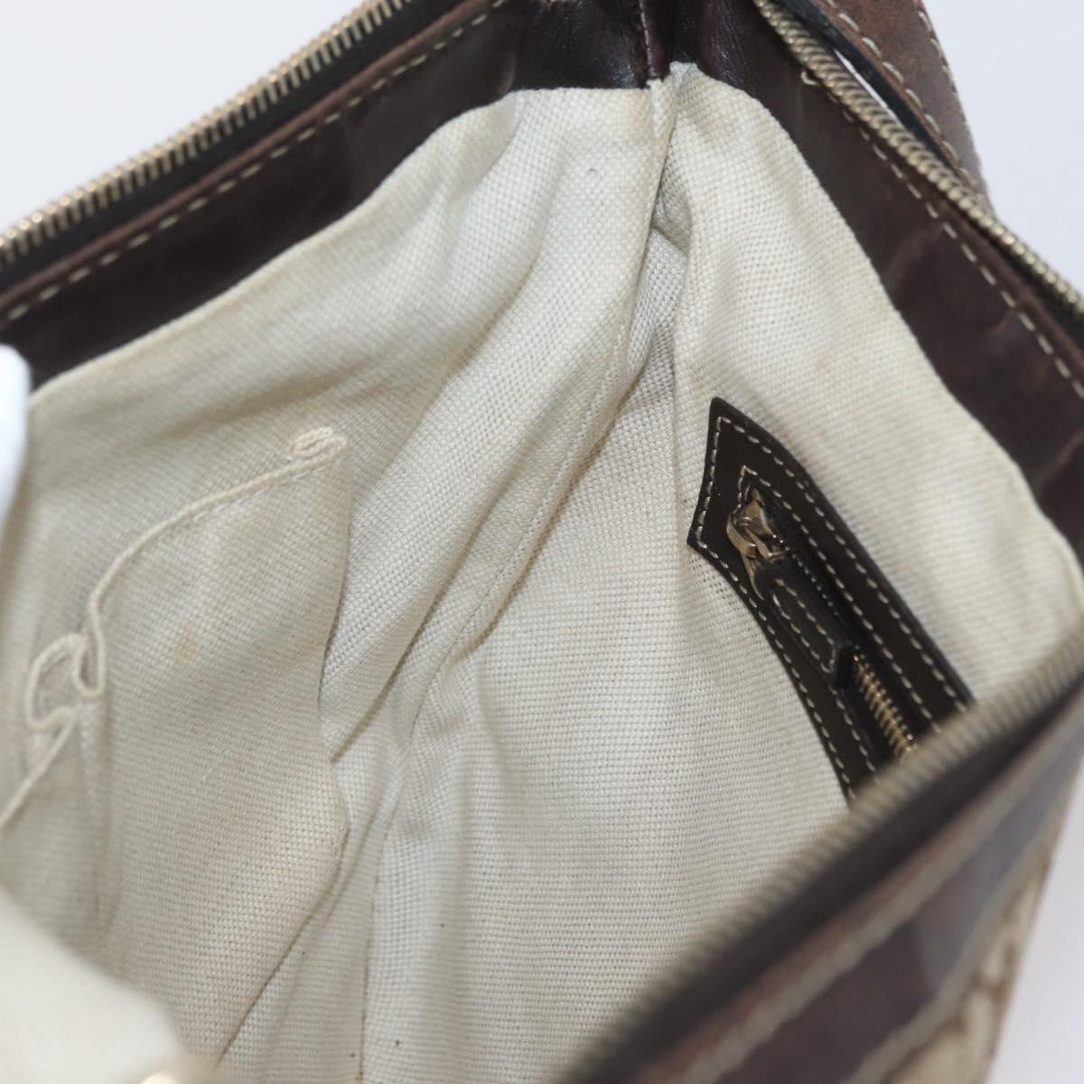 GUCCI GG Canvas Shoulder Bag Beige Gold 257072 Auth gh1853