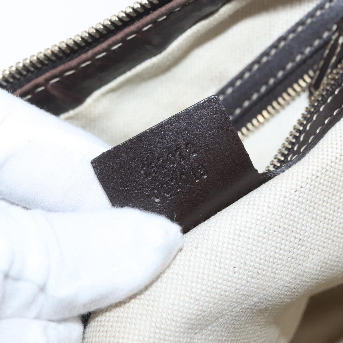 GUCCI GG Canvas Shoulder Bag Beige Gold 257072 Auth gh1853