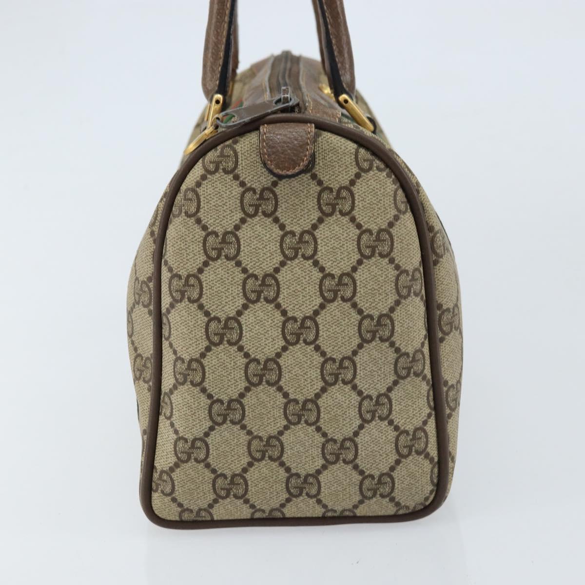 GUCCI GG Supreme Web Sherry Line Boston Bag PVC Beige Gold 39 02 006 Auth gh1854